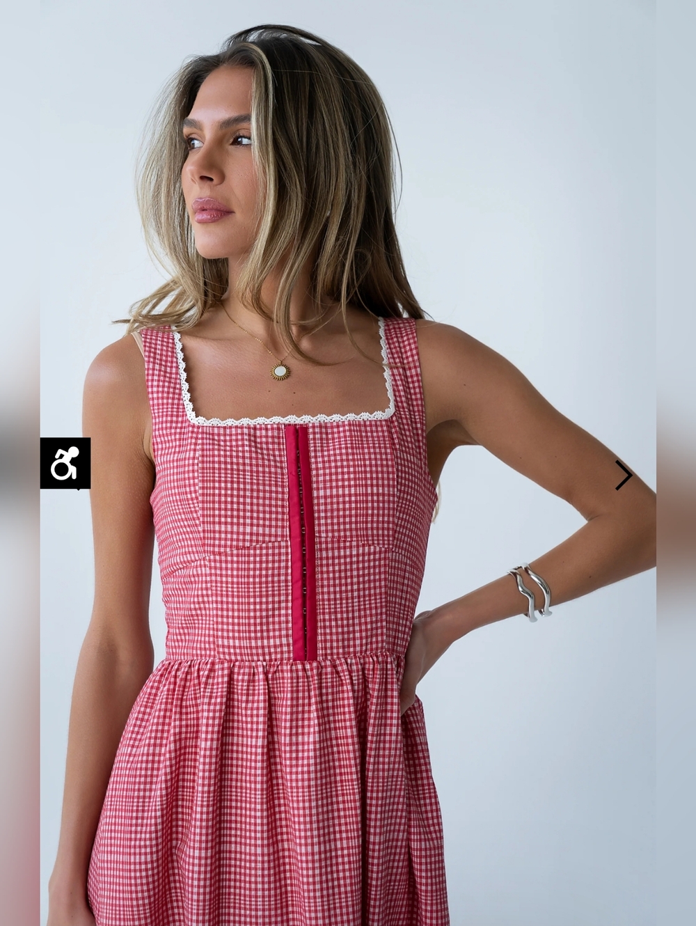 NWT Bohme Kenzie Plaid Midi Dress in Red Size Large=10 - Picture 9 of 17
